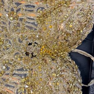 Gold Rhinestone Embellished prom Dress